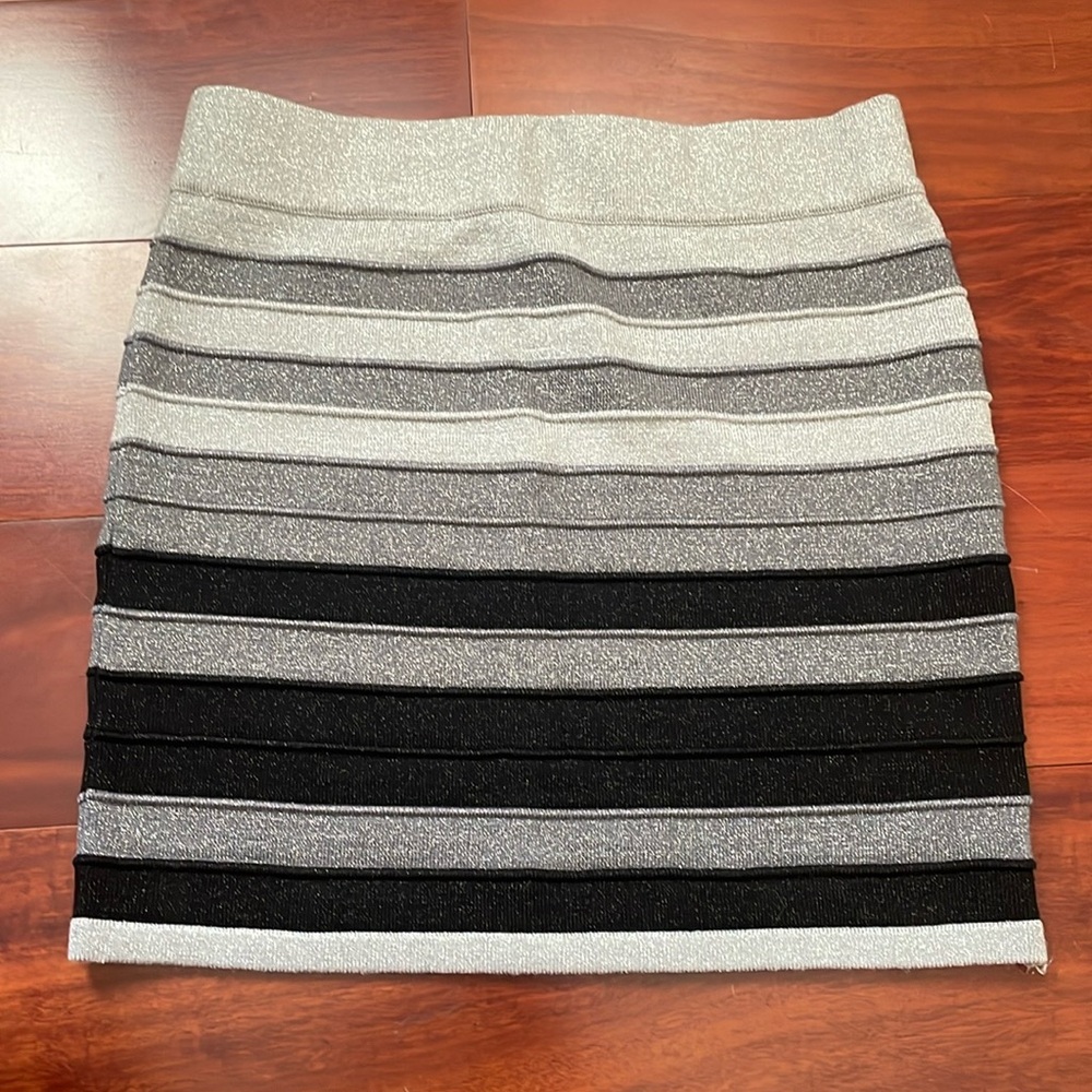 Black silver bodycon bandage  stretch mini skirt